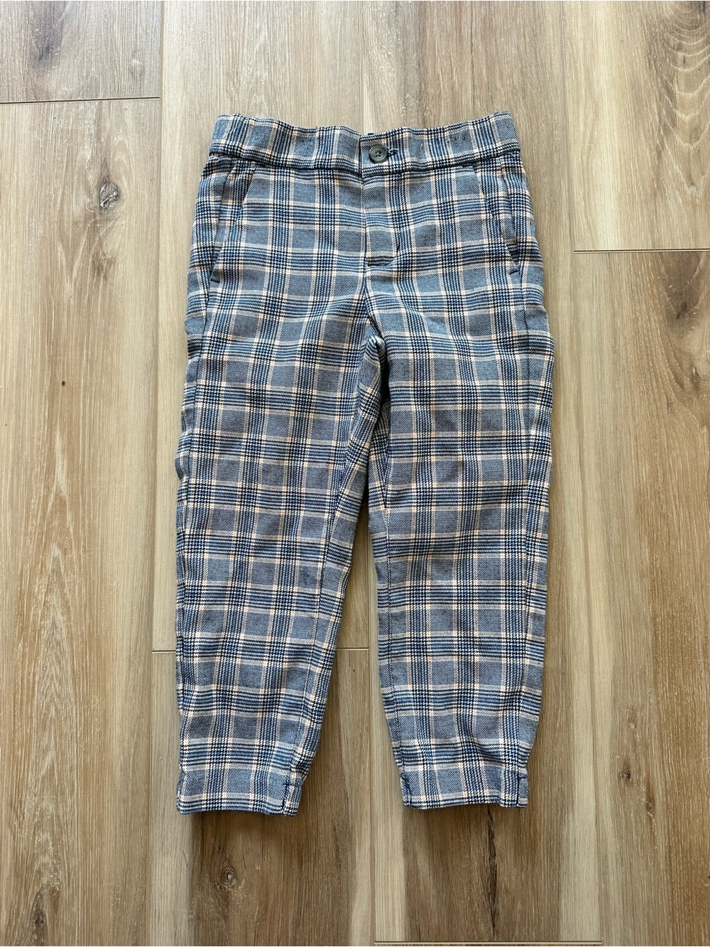 Janie and Jack Blue and Cream Plaid Chinos